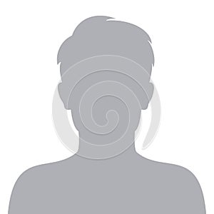 Male default avatar profile icon. Man face silhouette person placeholder. Vector illustration