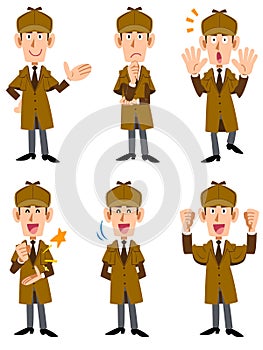 Male detective 6 sets of facial expressions and gestures 2