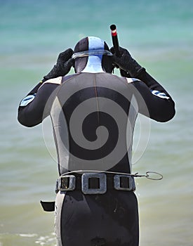 Male diver with harpoon photo
