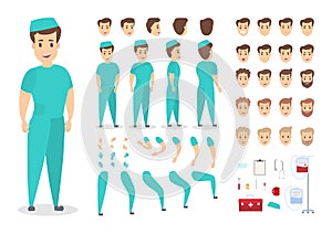 Male doctor character set for animation