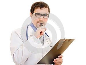 Male doctor with the document table