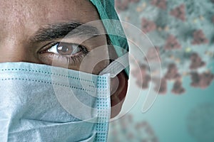 Male Doctor with face mask during covid pandemic