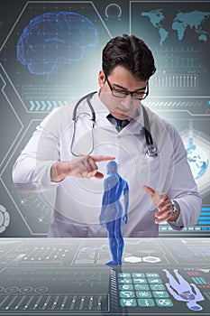 The male doctor in futuristic medical concept