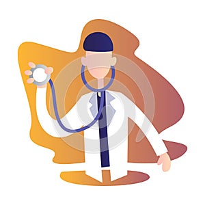 Male doctor holding stetoscope vector character illustration on a