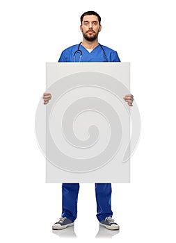 male doctor or nurse with big white board