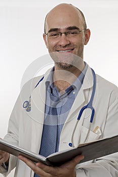 Male Doctor with patients records