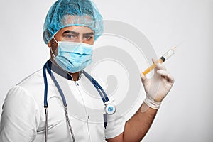 Male doctor posing at studio