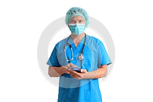 male doctor wearing blue suit