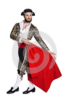 Male dressed as matador on a white background photo