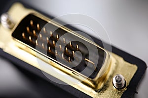 Male dvi connector with golden pins