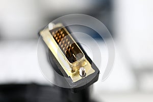 Male dvi connector with golden pins