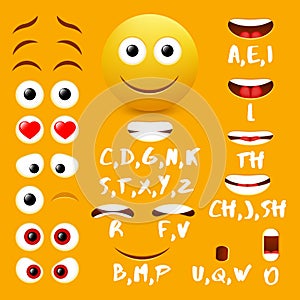 Male emoji mouth animation vector design elements