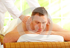 Male enjoying massage treatment