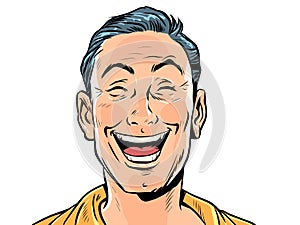 male face laugh emotion. Joy humor friendliness happiness positive kindness love