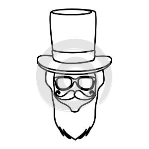 Male face with tophat hipster style