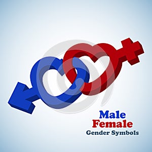 Male and female 3D gender symbols