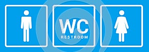 Male female bathroom icon. Restroom boy or girl lady sign symbol. Toilet wc vector concept