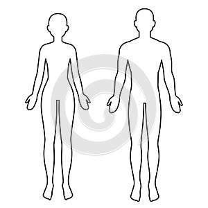 Male and female body outline photo