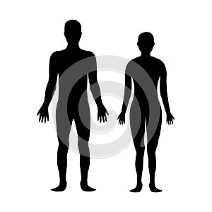 Male and female body silhouette template. Body silhouettes icon for medicine