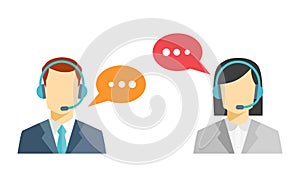 Male and female call center avatar icons