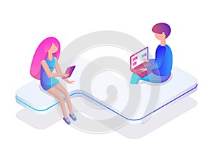 Male and Female Chatting Icon Vector Illustration