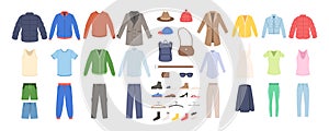 Male female clothes and accessories fashion set