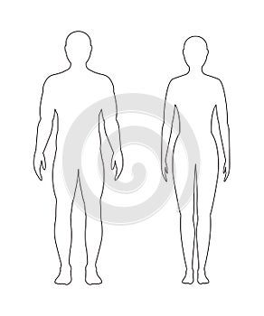 Male and female contour on white background, .