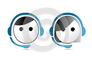 Male and female customer support representatives.