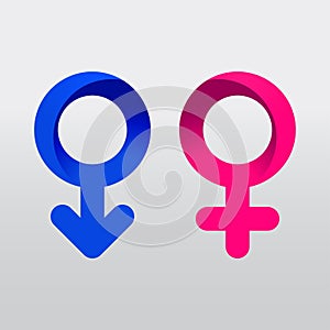 Male and female gender isolated vector symbol