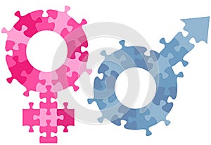 Male Female gender sex symbol Jigsaw puzzle pieces