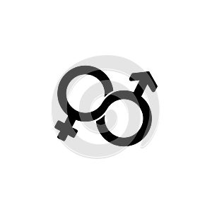 Male and female, gender, sex symbol or symbols of men and women icon flat on isolated white background. EPS 10 vector