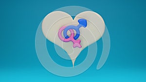 male and female gender signs in paper heart