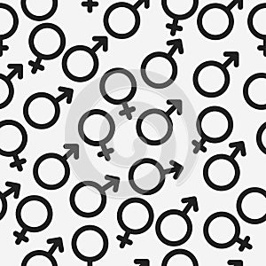 Male and Female gender symbol pattern, bacground. vector