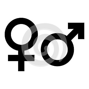 Male and female gender symbol. Simple black flat icon with on white background. Vector illustration