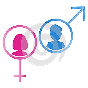 Male and female gender symbols.