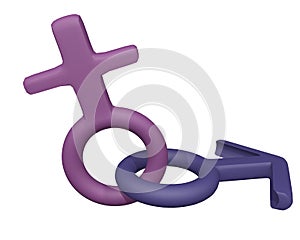 Male and Female gender Symbols 3d