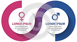 Male and female gender symbols vector infographic template