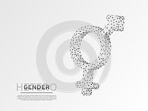 Male and female gender symbols. Wireframe digital 3d. Low poly heterosexuality Abstract Vector polygonal origami LGBT photo