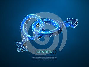Male and female gender symbols. Wireframe digital 3d. Low poly, men and women hetero-sexuality Abstract Vector neon LGBT photo
