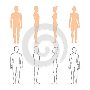 Male and female human vector silhouettes