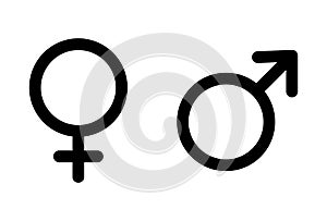 Male and female icon, symbol set. Website design vector illustration isolated on white background