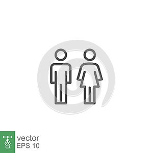 male and female icon, toilet, woman, people logo outline style