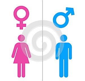 Male and Female Icons With Blue And Pink Color. Gender Symbol Vector Illustration