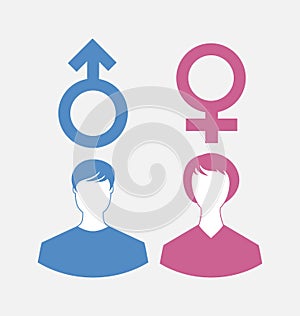 Male and female icons, gender symbols