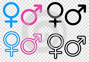 Male and female icons. Gender symbols