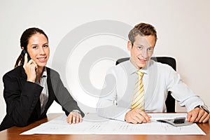 Male and female model business dressed