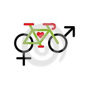 Male and female relationships like a bicycle. Concept vector illustration