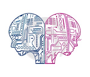 Male and Female robotic profiles