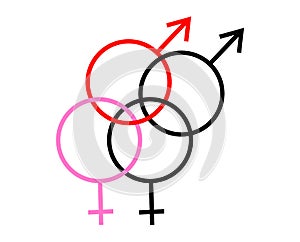 Male and female sex gender bisexuality concept