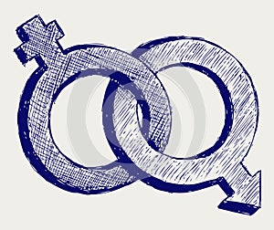 Male and female sex symbol